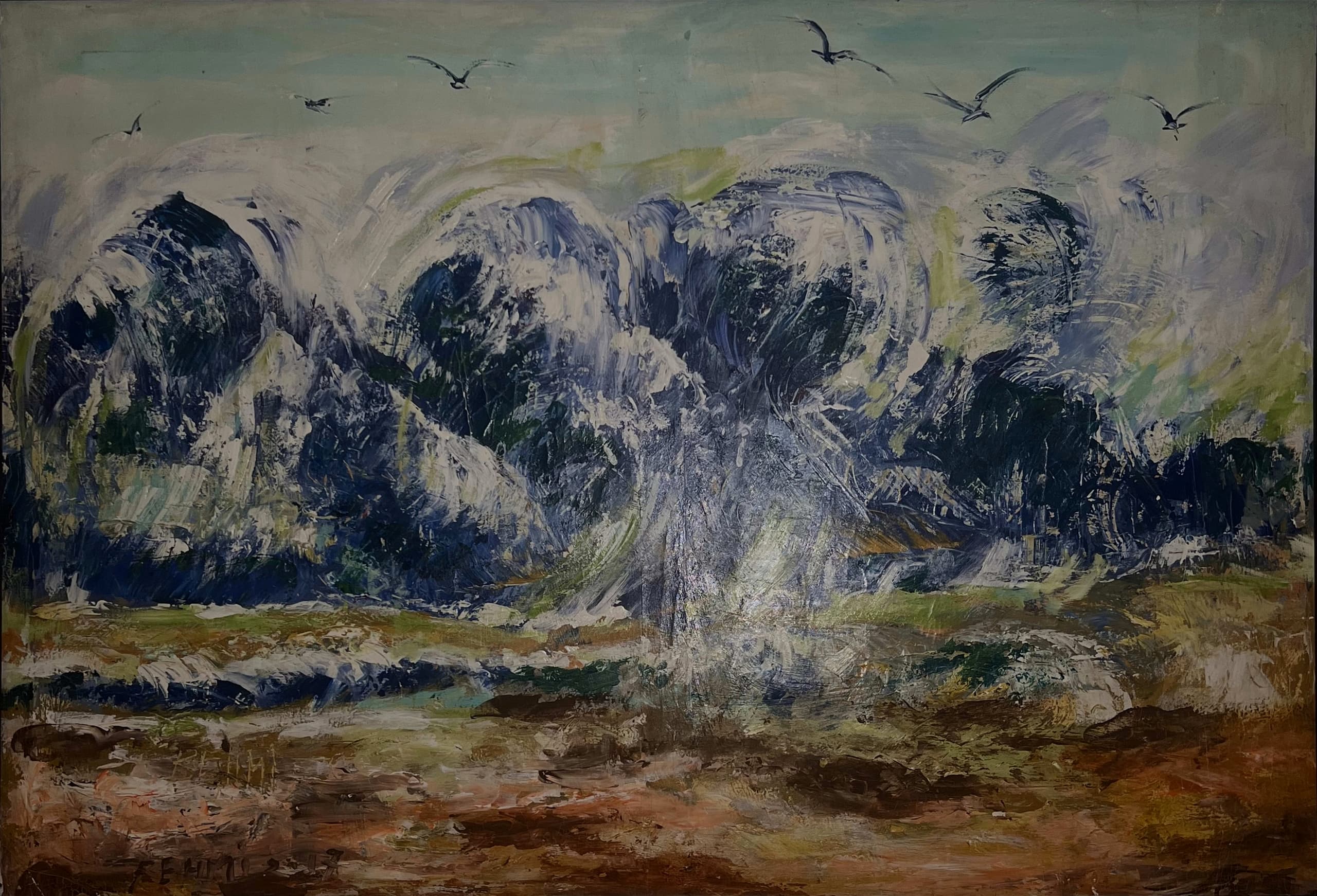 Tableau impressionniste marocain - vagues atlantiques expressionnistes