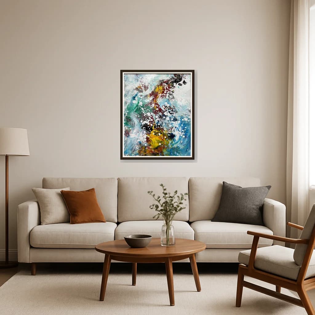 Tableau Abstrait tourbillon coloré – tableau abstrait peint à la main par Ahmed Belmkadem – vue 3