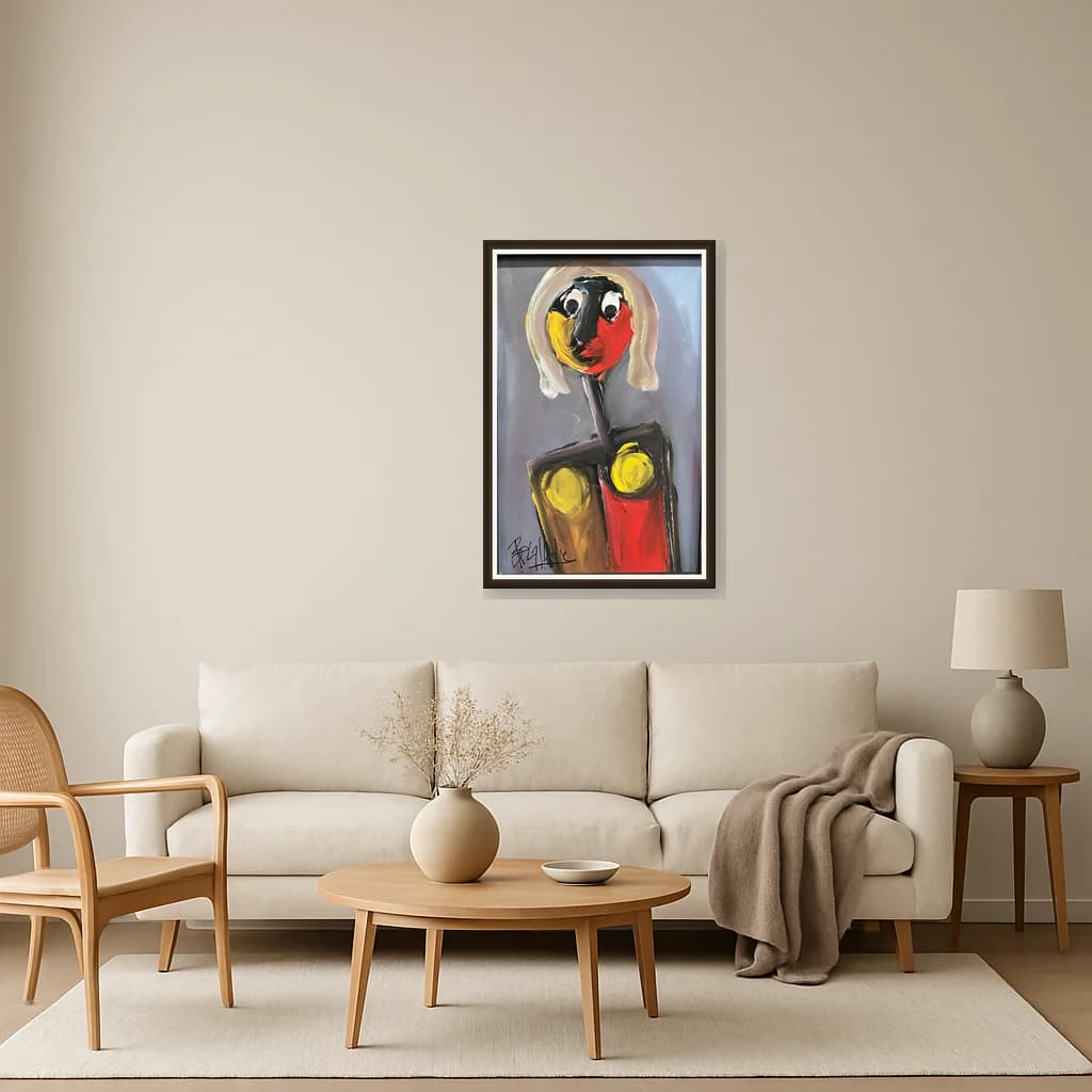 Tableau Abstrait portrait moderne – tableau expressioniste peint à la main par Ahmed Belmkadem – vue 3