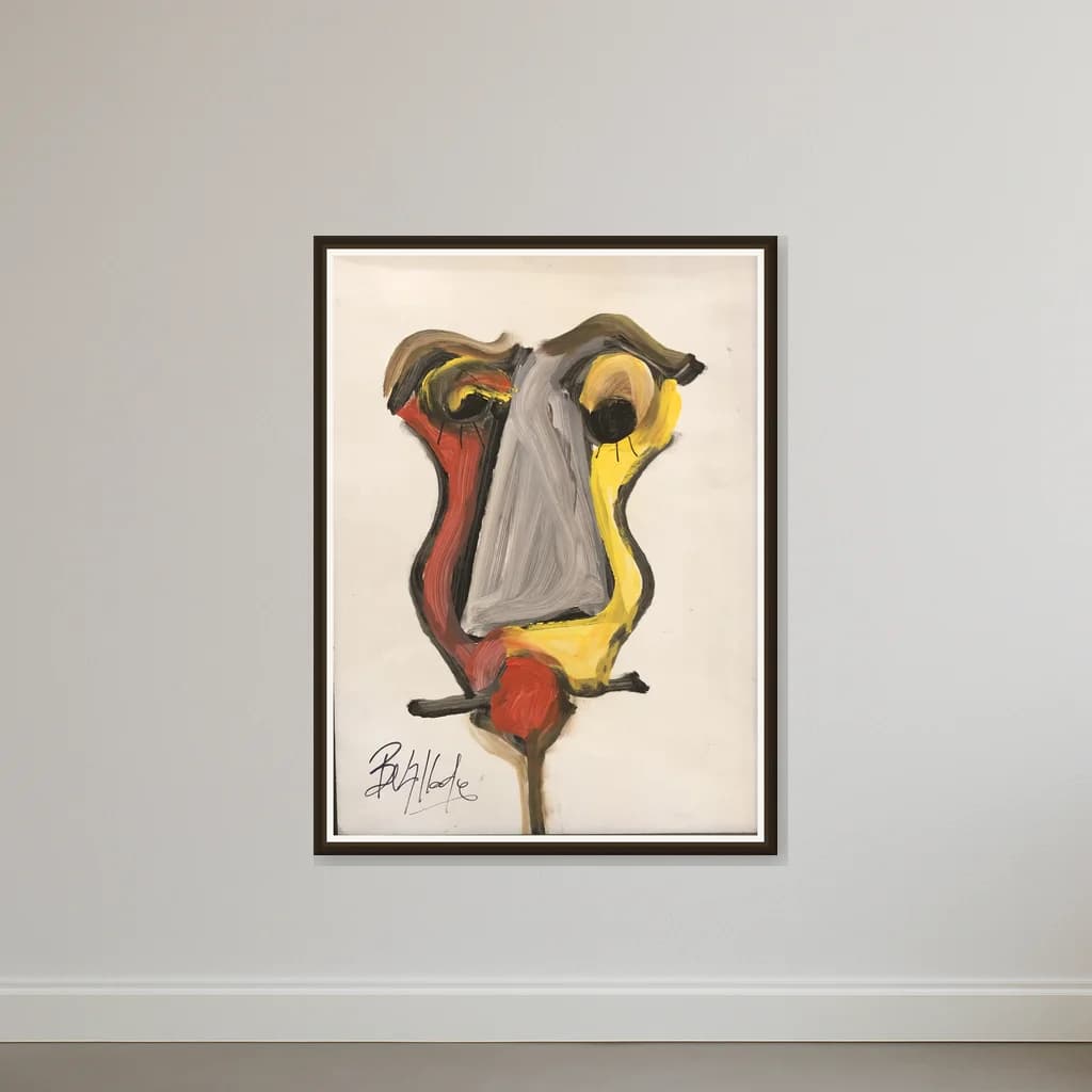 Tableau Abstrait visage moderne – tableau expressioniste peint à la main par Ahmed Belmkadem – vue 2