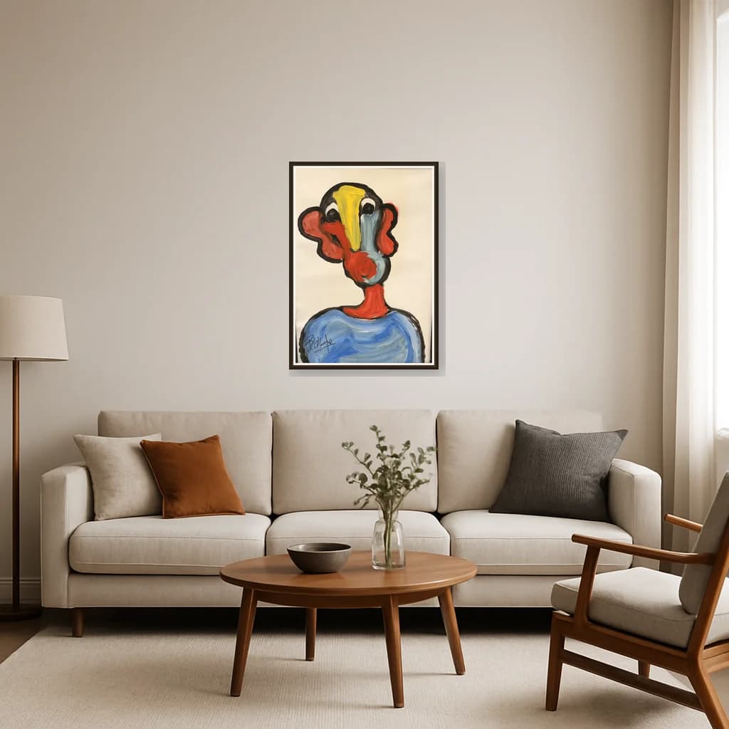 Tableau Abstrait Portrait contemporain – tableau expressioniste peint à la main par Ahmed Belmkadem – vue 3