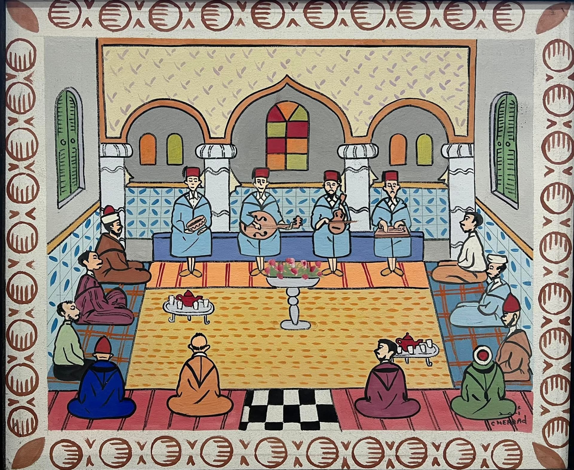 Tableau Scène marocaine musicale intérieure