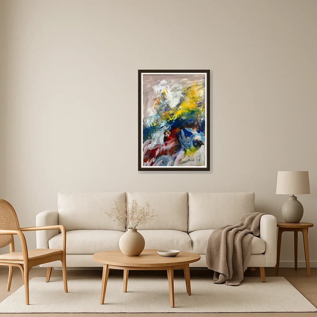 Tableau Abstrait tourbillon de couleurs – tableau abstrait peint à la main par Ahmed Belmkadem – vue 3