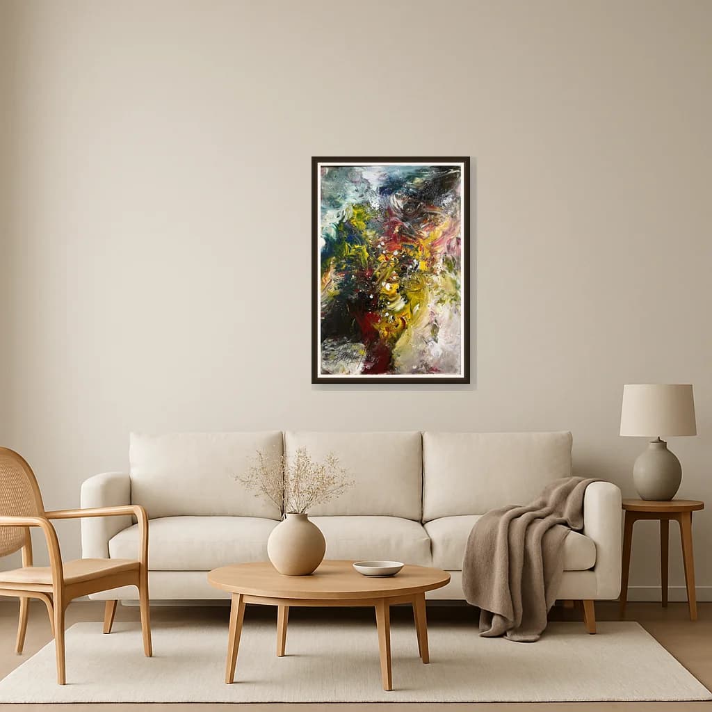 Tableau Abstrait tourbillons de couleurs – tableau abstrait peint à la main par Ahmed Belmkadem – vue 3