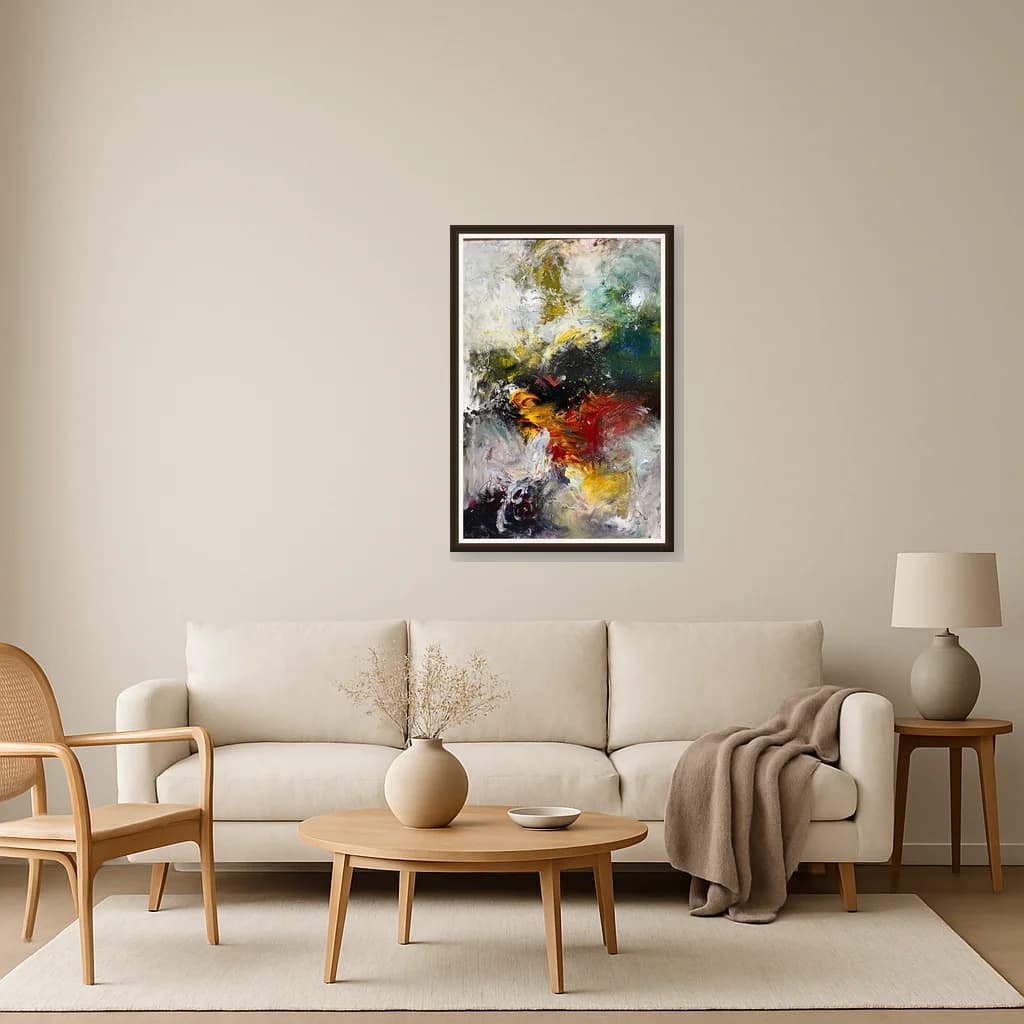 Tableau Abstrait tourbillon de couleurs – tableau abstrait peint à la main par Ahmed Belmkadem – vue 3