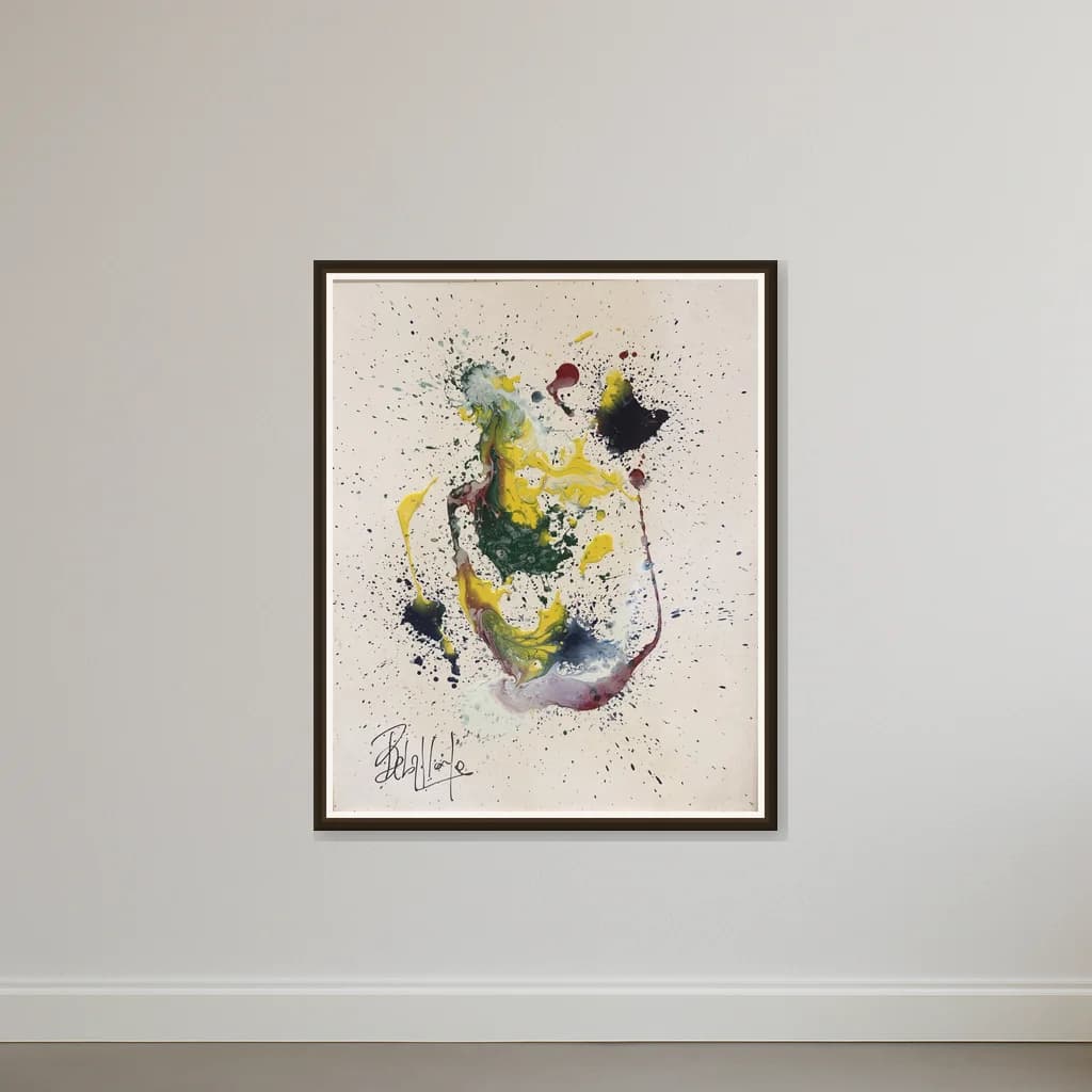 Tableau Abstrait éclaboussures colorées – tableau abstrait peint à la main par Ahmed Belmkadem – vue 2